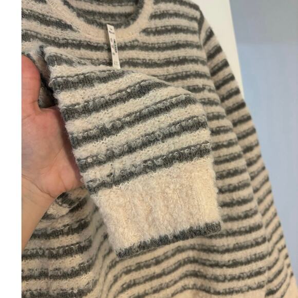 NWT Madewell Bouclé-Knit Wool Alpaca Sweater In Graphite Stripe Size Large - Picture 7 of 8